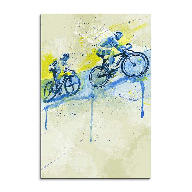 Radsport V 90x60cm SPORTBILDER Paul Sinus Art Splash Art Wandbild Aquarell Art