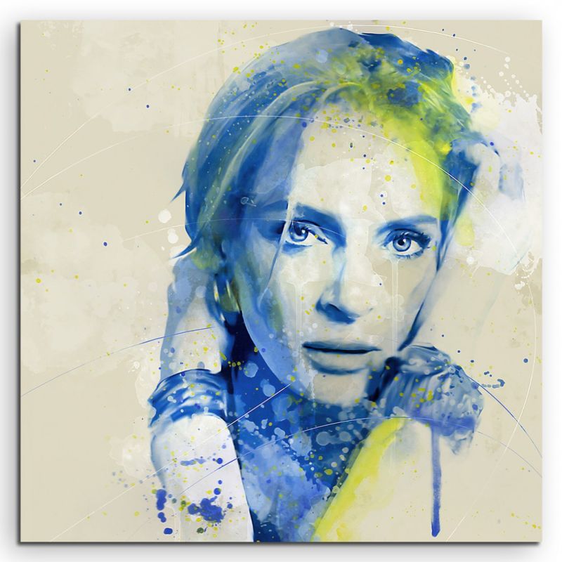 Uma Thurman II Aqua 60x60cm Wandbild Aquarell Art