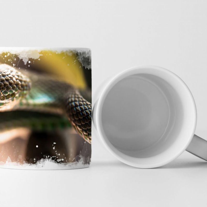 Tasse Geschenk Tierfotografie – Porträt eines Weißlippen-Bambusotter