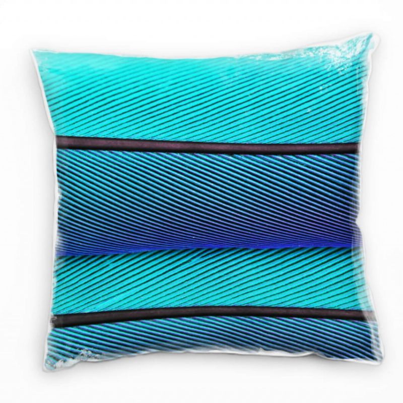 Macro, Federn, türkis, blau Deko Kissen 40x40cm für Couch Sofa Lounge Zierkissen