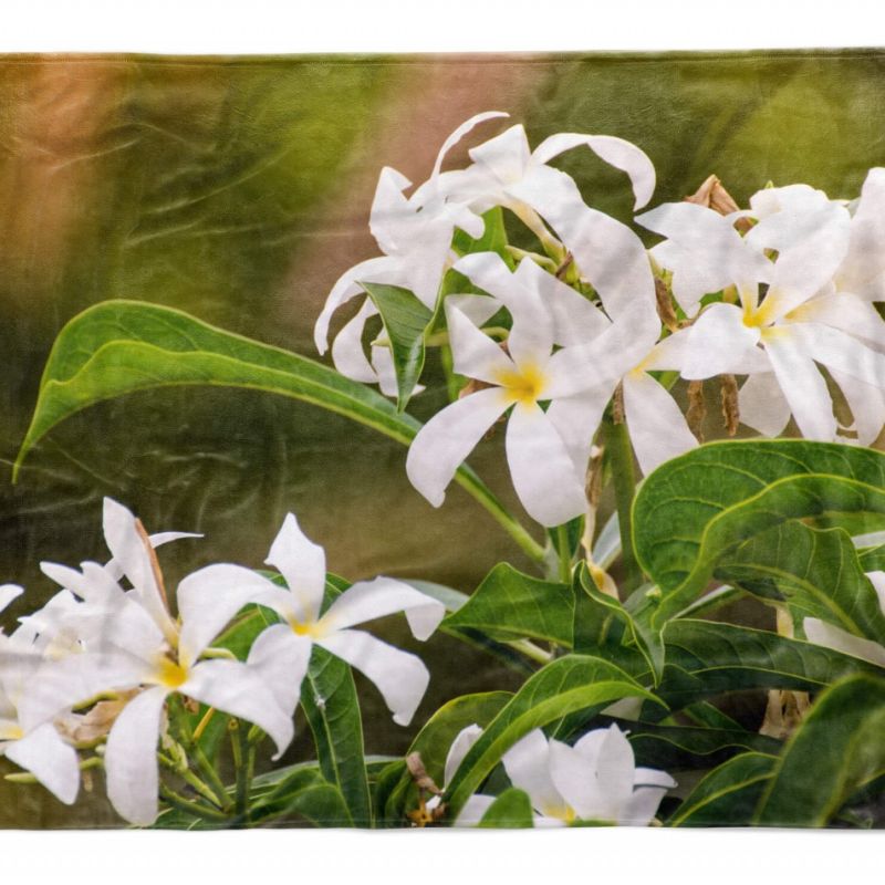 Handtuch Strandhandtuch Saunatuch Kuscheldecke  mit Fotomotiv Blumen weiße Blüte