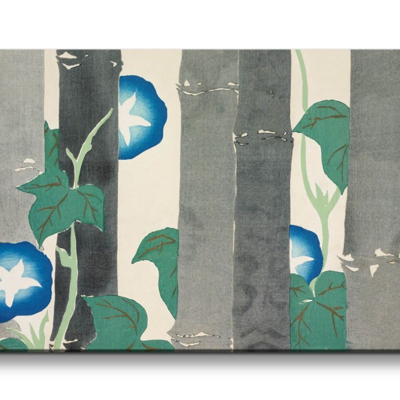 Remaster 120x60cm Kamisaka Sekka traditionelle japanische Kunst Bambuswald Bambus Blüten Blumen