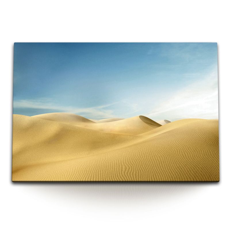 120x80cm Wandbild auf Leinwand Sahara Wüste Sand blauer Himmel Sanddünen