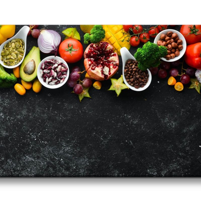 Leinwandbild 120x60cm Früchte Obst Gemüse Essen Kochen Küche