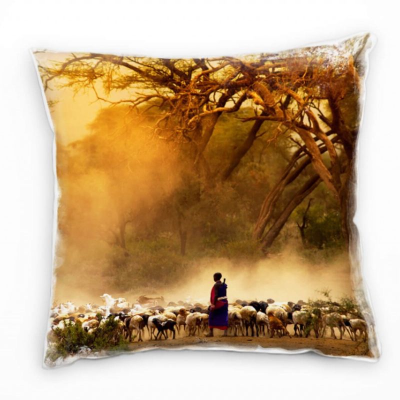 künstlerische Fotografie, braun, Schaffe, Afrika Deko Kissen 40x40cm für Couch Sofa Lounge Zierkisse