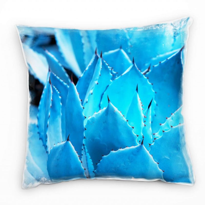 Macro, Natur, Agavenblätter, blau Deko Kissen 40x40cm für Couch Sofa Lounge Zierkissen