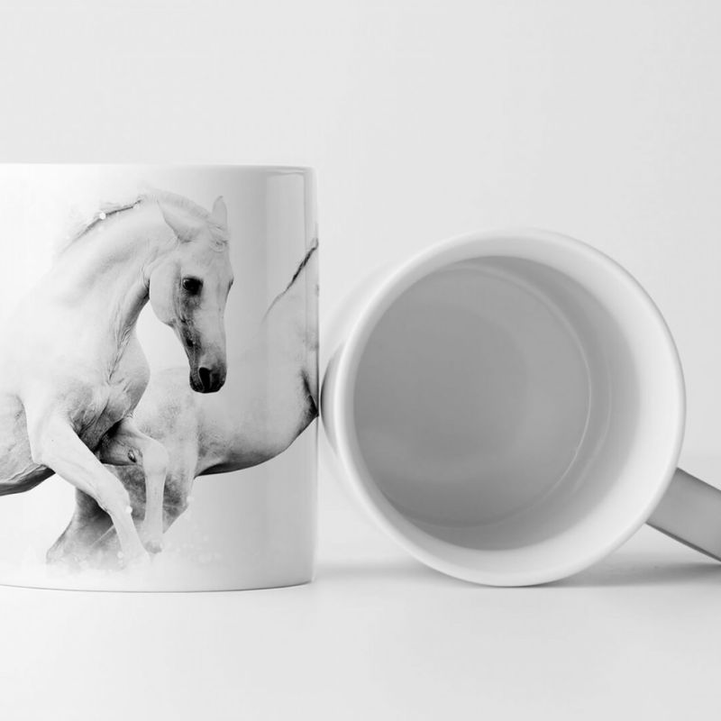 Tasse Geschenk Künstlerische Fotografie – Zwei weiße Pferde