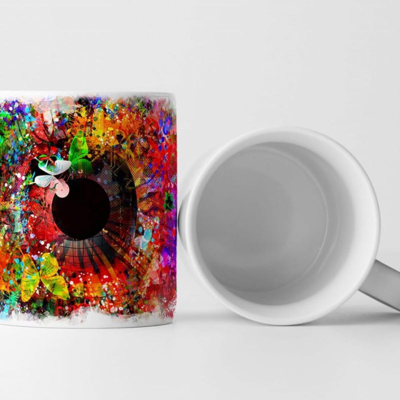 Tasse Geschenk Abstraktes Auge mit Schmetterlingen