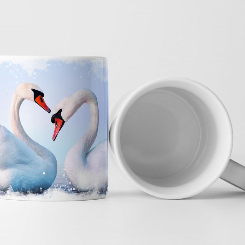 Tasse Geschenk Tierfotografie – weiße Schwäne auf dem See