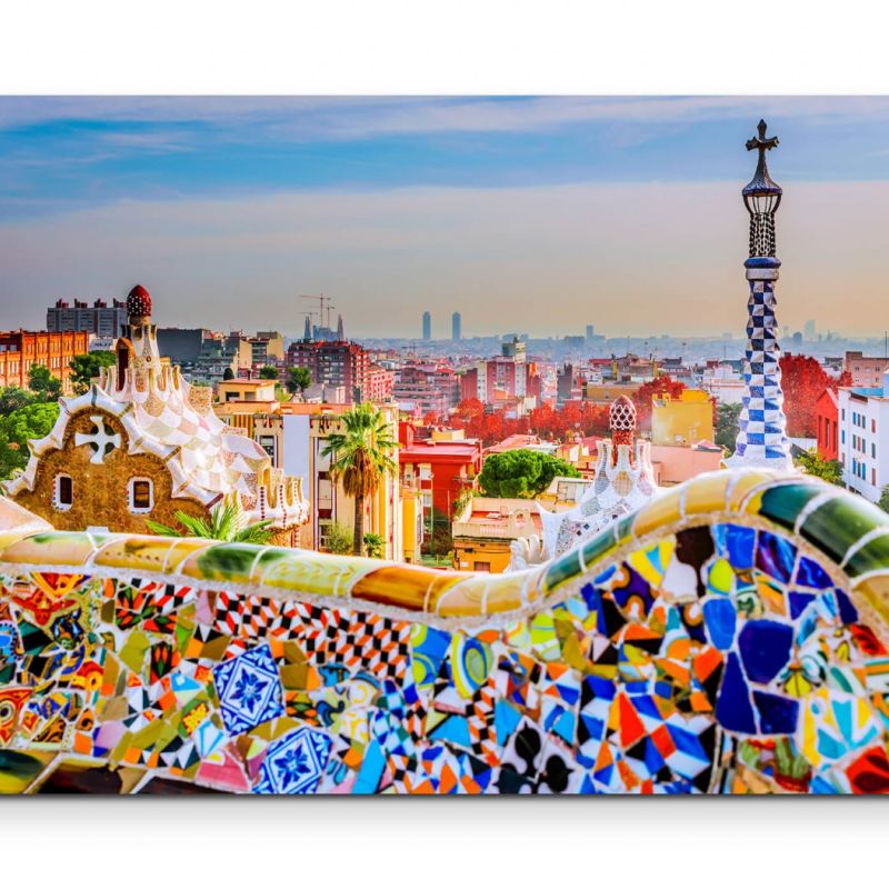 Bunte Mauer in Barcelona – Leinwandbild