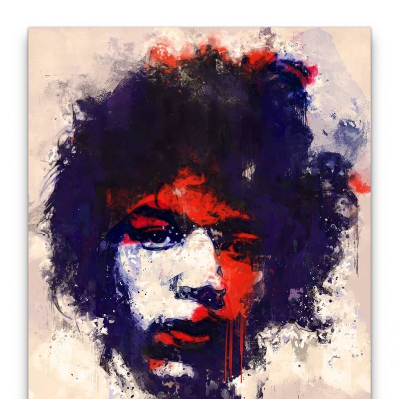 Jimi Hendrix Porträt Abstrakt Kunst Musiklegende Gitarrist Ikone 60x90cm Leinwandbild