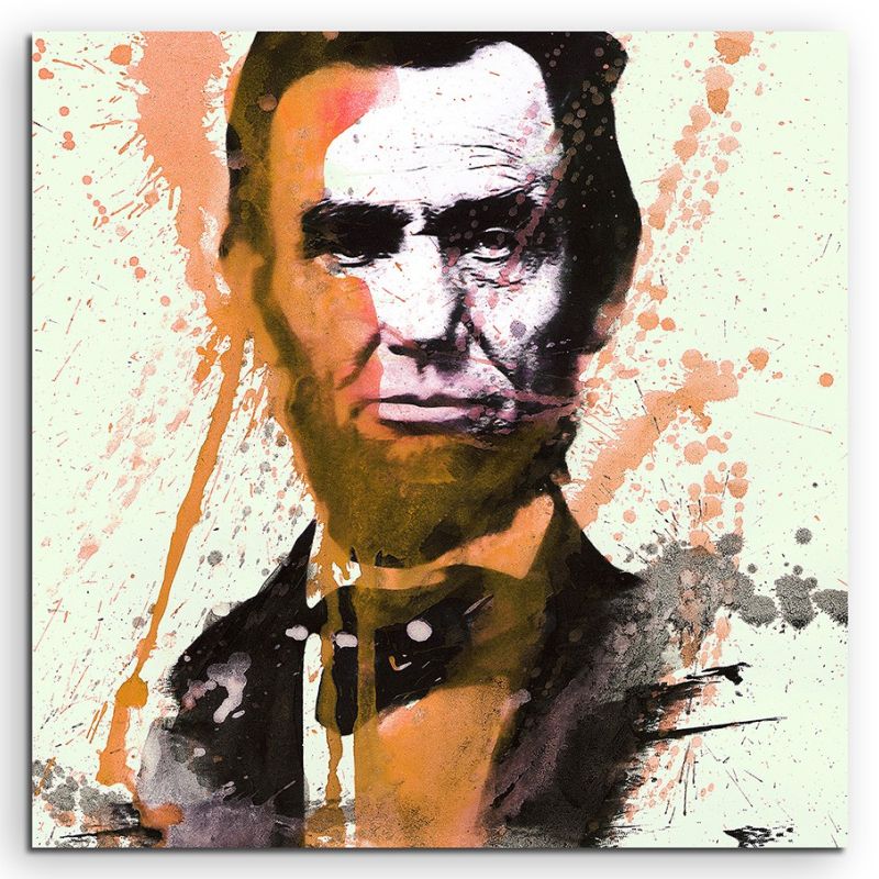 Abraham Lincoln 60x60cm  Aquarell Art Leinwandbild