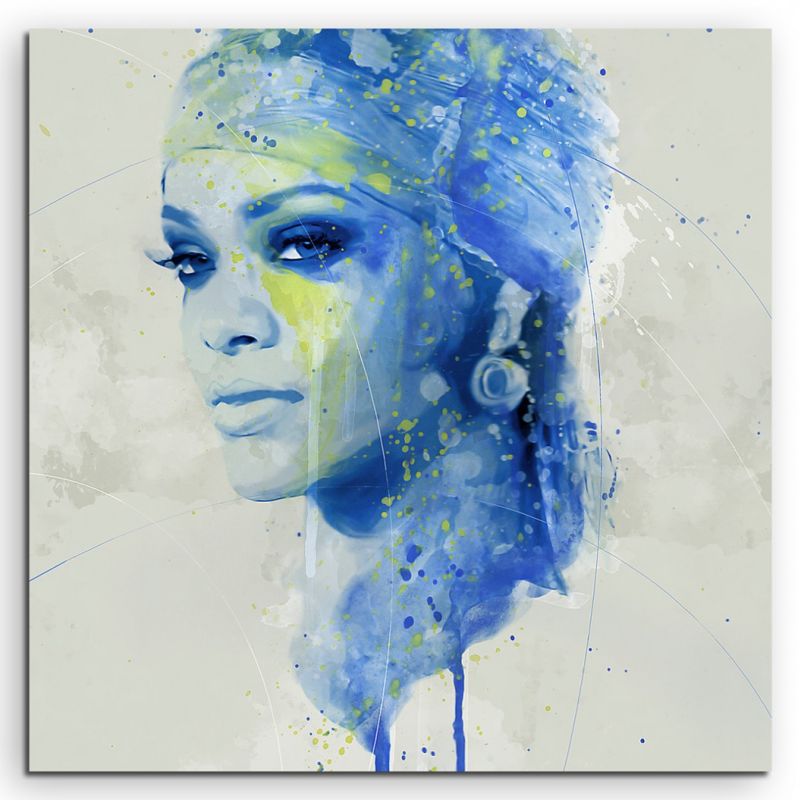 Rihanna Aqua 60x60cm Wandbild Aquarell Art