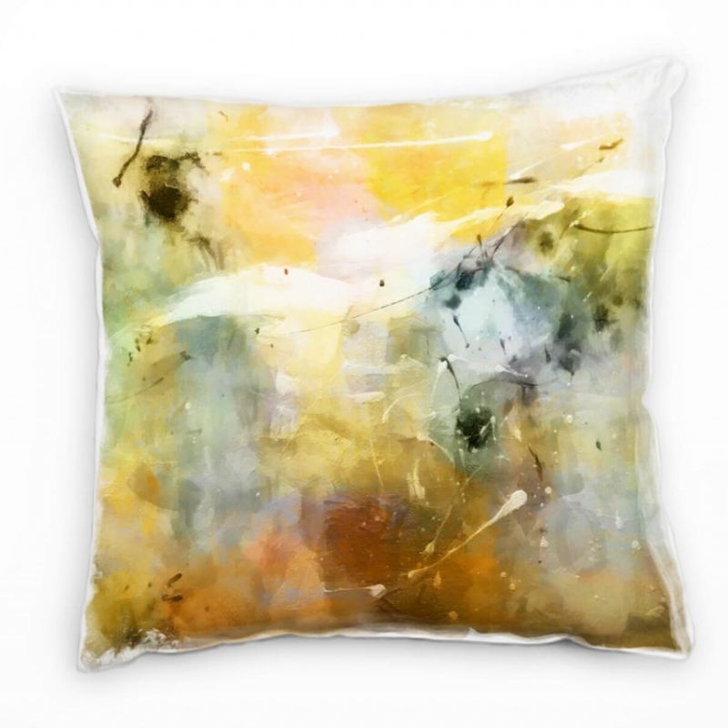 Abstrakt, braun, grün, orange, gemalt, Spritzer Deko Kissen 40x40cm für Couch Sofa Lounge Zierkissen