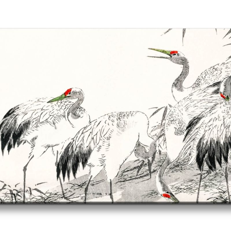 Remaster 120x60cm Wunderschöne traditionell japanische Kunst Zeitlos Kraniche Natur Harmonie