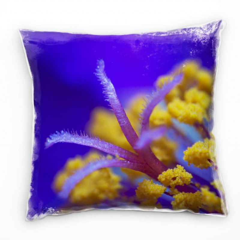 Macro, Blumen, Pollen, lila, gelb Deko Kissen 40x40cm für Couch Sofa Lounge Zierkissen