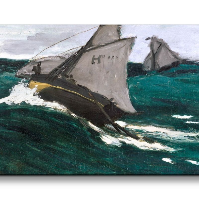 Remaster 120x60cm Claude Monet Impressionismus weltberühmtes Wandbild The Green Wave Boot Wellen