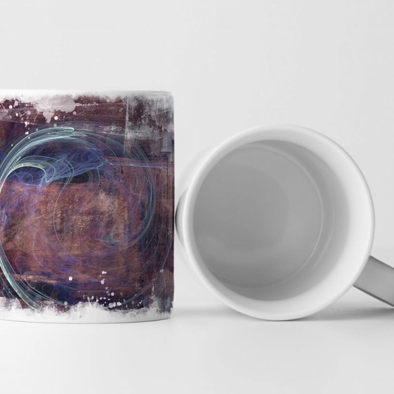 Tasse Geschenk Purpurviolette Grundierung, lichtgrüne Spirale