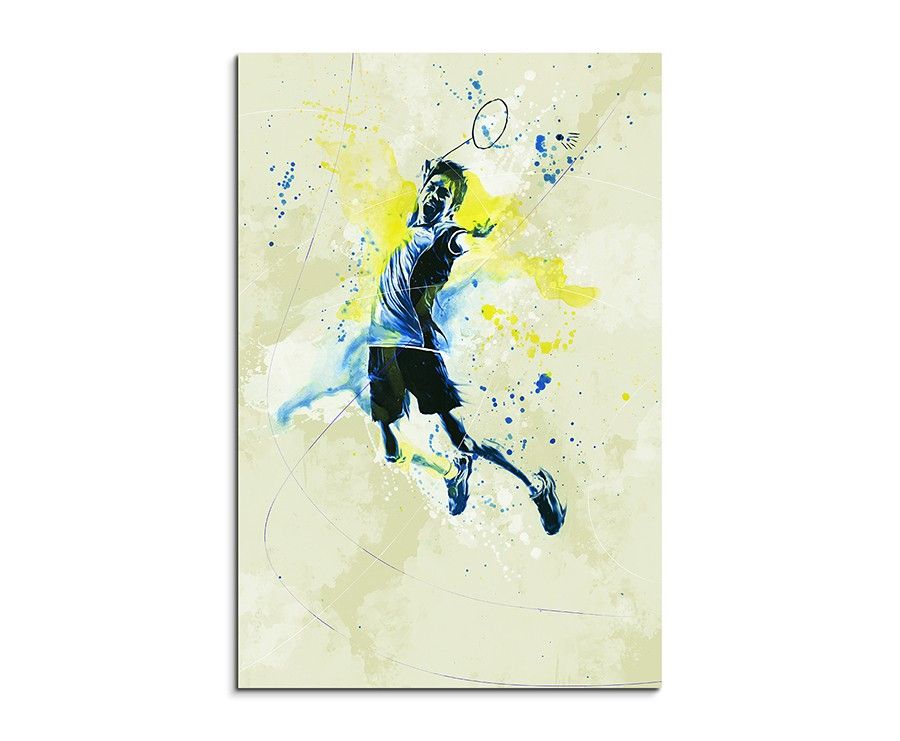 Badminton 90x60cm SPORTBILDER Paul Sinus Art Splash Art Wandbild Aquarell Art