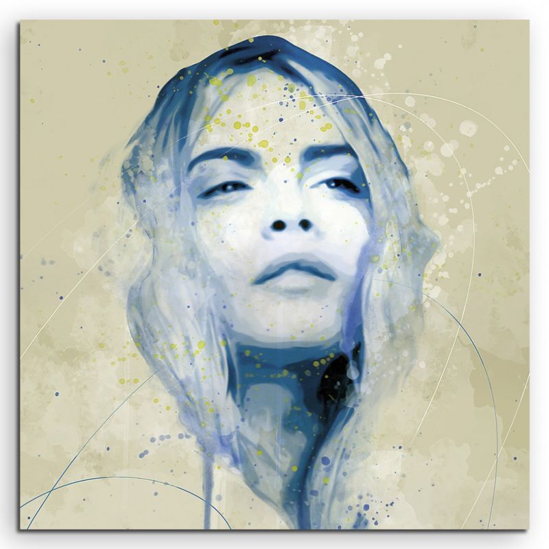 Cara Delevingne Aqua 60x60cm Wandbild Aquarell Art