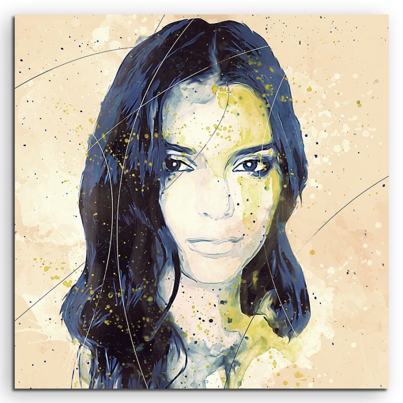 Kendall Jenner Aqua 90×60 cm Aquarell Kunstbild