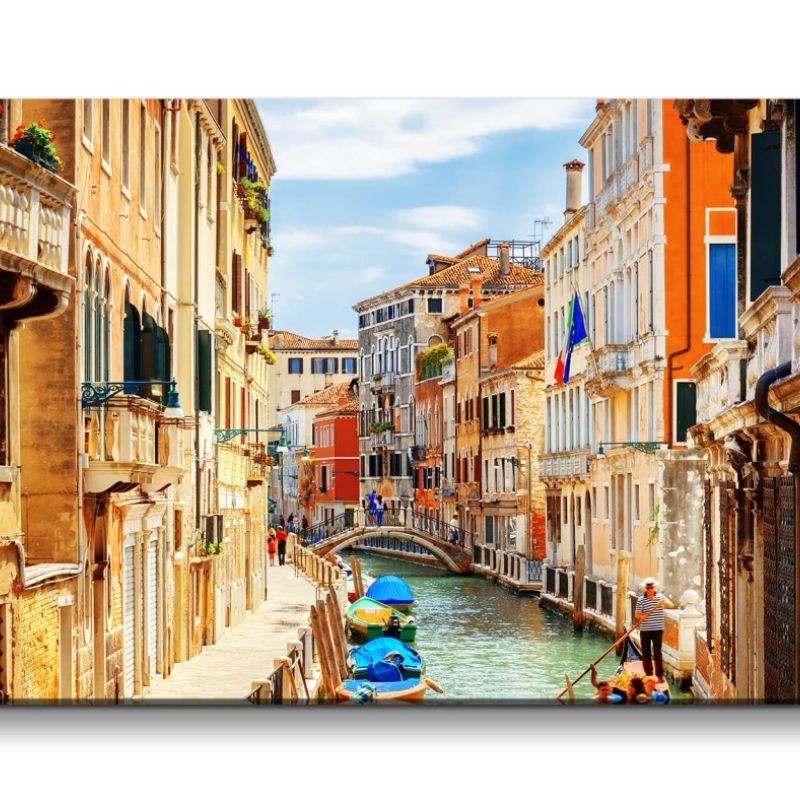 Leinwandbild 120x60cm Venedig Italien Gondel Romantisch Historisch Altstadt