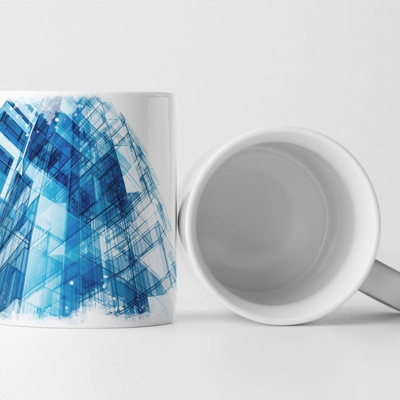 Tasse Geschenk Illustration – Abstrakte blaue Architektur