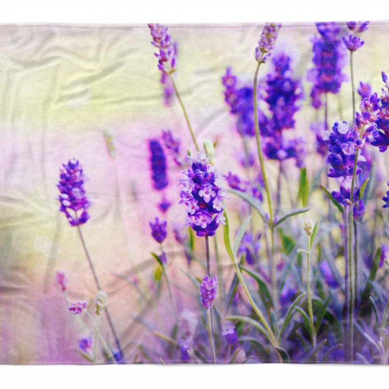 Handtuch Strandhandtuch Saunatuch Kuscheldecke  mit Fotomotiv Lavendel Blau Wild