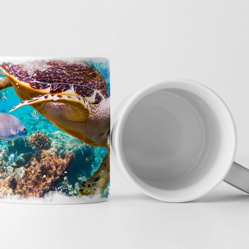 Tasse Geschenk Tierfotografie – Echte Karettschildkröte Malediven