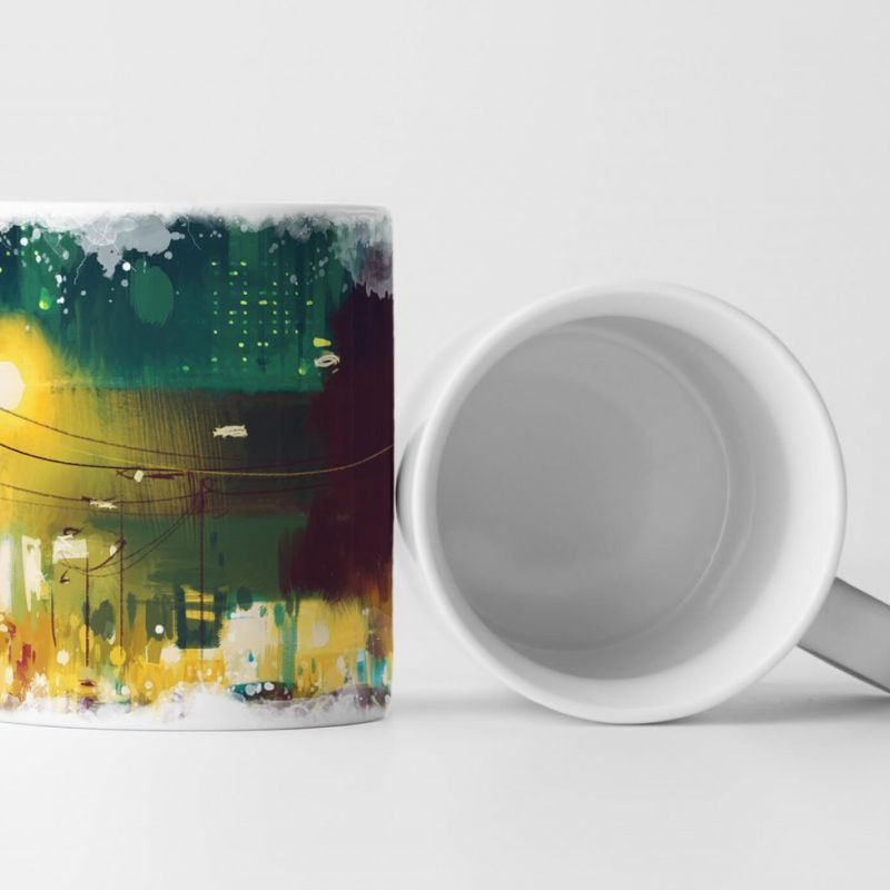 Tasse Geschenk Illustration einer Stadtlandschaft bei Nacht