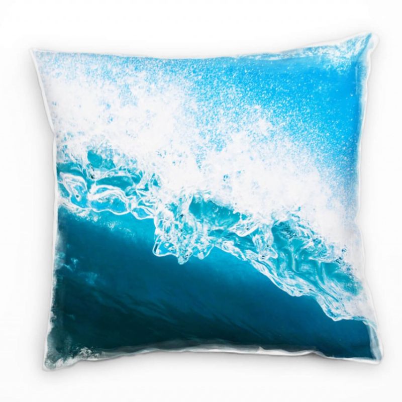 Meer, Macro, blau, weiß, Welle, Brandung, Wasser Deko Kissen 40x40cm für Couch Sofa Lounge Zierkisse