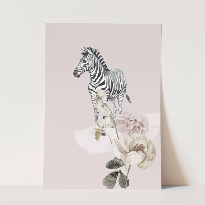 Wandbild Tier Motiv Zebra Blumen Kunstvoll Safari