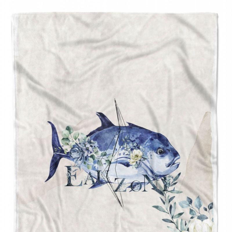 Handtuch Strandhandtuch Saunatuch Kuscheldecke Kunstvoll Ozean Fisch Blumen Motiv