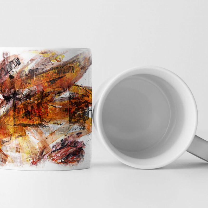 Tasse Geschenk orange, lila, weiße Grundierung