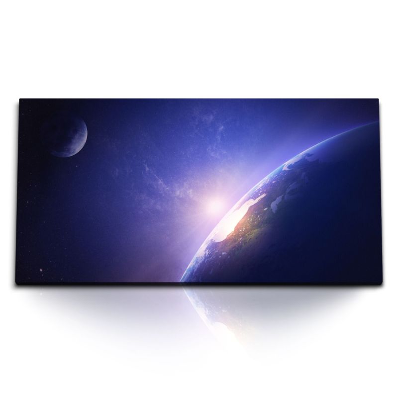 Kunstdruck Bilder 120x60cm Plant Erde Mond Weltall Sonne Weltraum