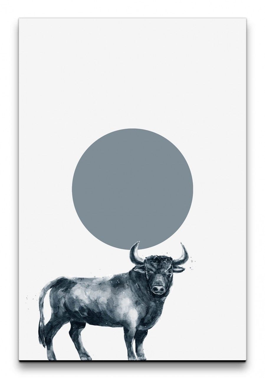 Bulle Stier Minimalistisch Modern Wasserfarben Grautöne