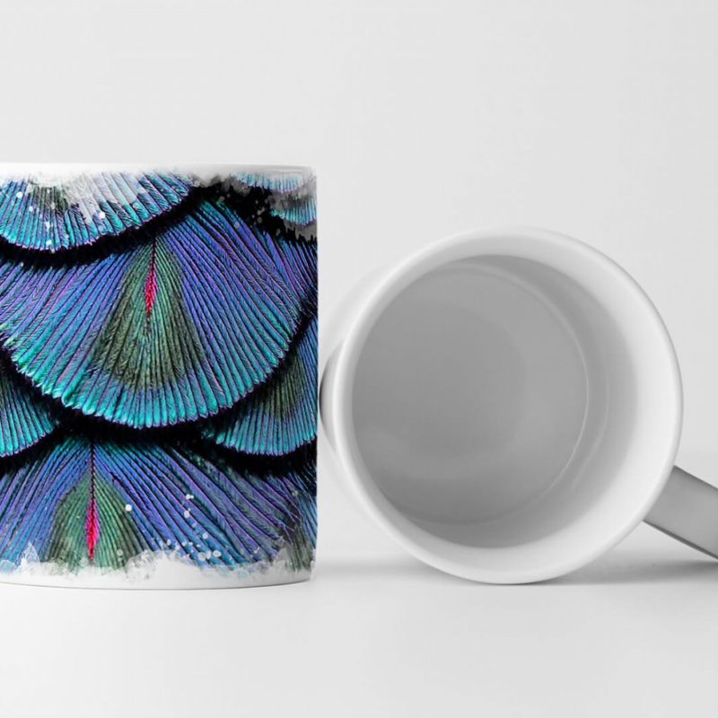 Tasse Geschenk Naturfotografie – Schillernde Pfauenfedern