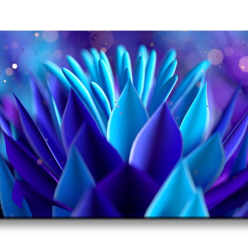 Leinwandbild 120x60cm Blume Blüte Blau Fantasievoll Kunstvoll Dekorativ