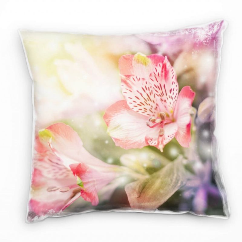 Blumen, pink, lila, Nah, Sommer, Unscharf Deko Kissen 40x40cm für Couch Sofa Lounge Zierkissen