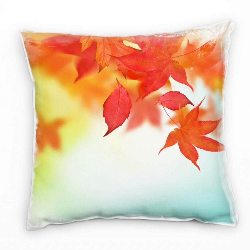 Natur, rot, Herbst, Laubblätter Deko Kissen 40x40cm für Couch Sofa Lounge Zierkissen