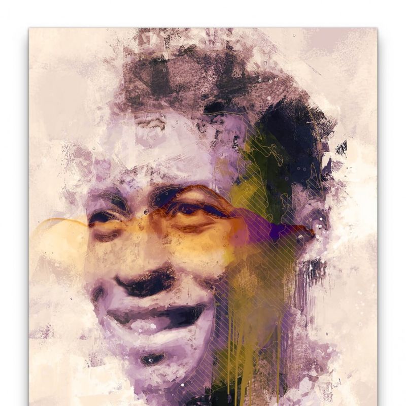 Pelé Porträt Abstrakt Kunst Fußball Legende 60x90cm Leinwandbild