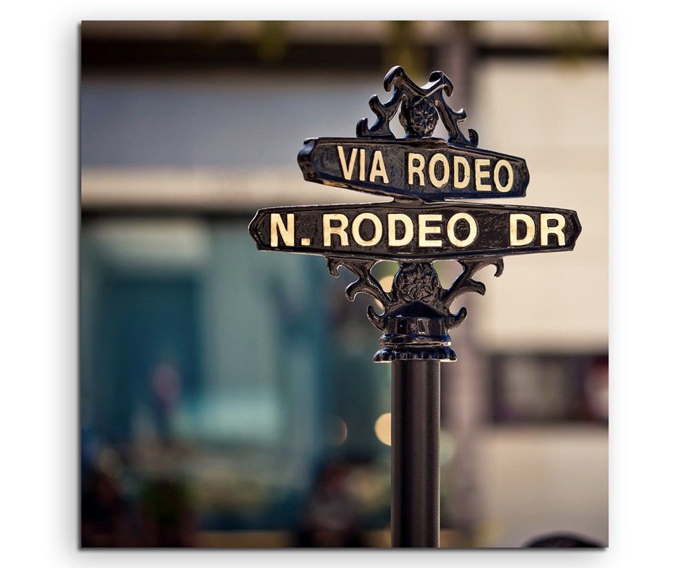 Künstlerische Fotografie – Rodeo Drive Schild  auf Leinwand