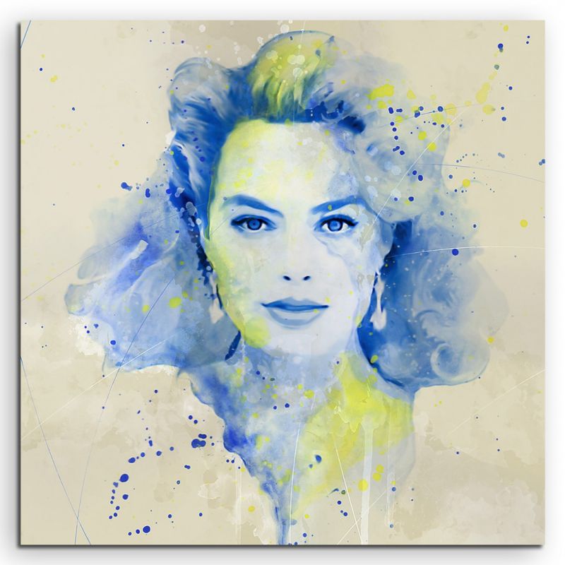 Margot Robbie III Aqua 60x60cm Wandbild Aquarell Art