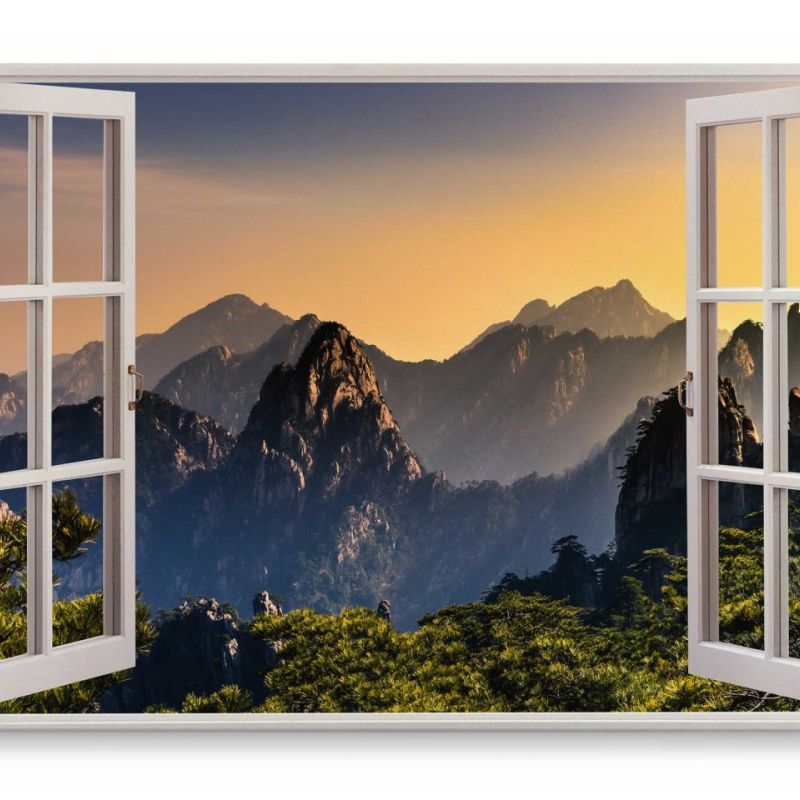 Wandbild 120x80cm Fensterbild Berglandschaft Slowakei Sonnenuntergang Natur