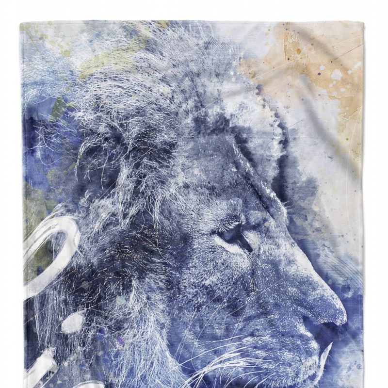 Handtuch Strandhandtuch Saunatuch Kuscheldecke SplashArt Tier Serie Kunstvoll Lion III Mo