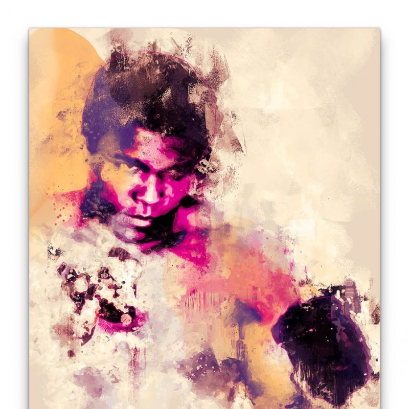 Muhammad Ali Porträt Abstrakt Kunst Boxlegende Boxer 60x90cm Leinwandbild