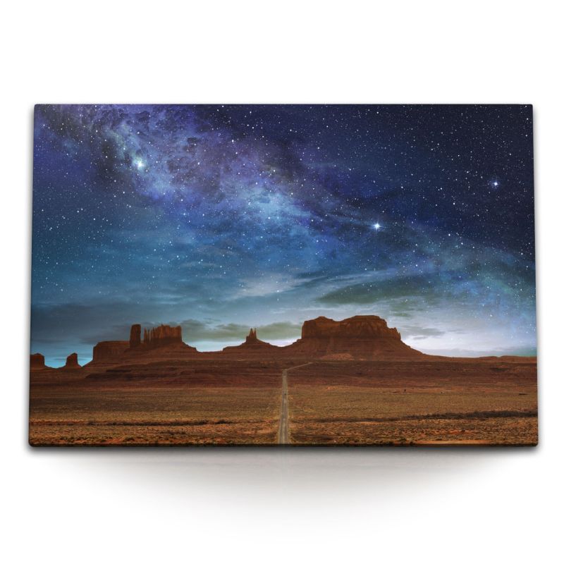 120x80cm Wandbild auf Leinwand Monument Valley Arizona USA Berge Sterne Milchstraße