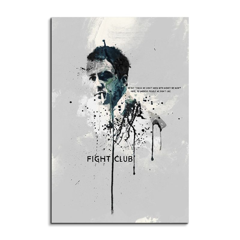 Fight Club 90x60cm Aquarell Art Wandbild auf Leinwand fertig gerahmt Original Sinus Art