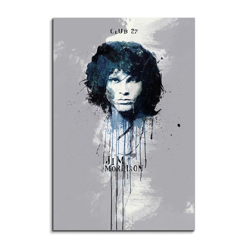 Jim Morrison 90x60cm Aquarell Art Wandbild auf Leinwand fertig gerahmt Original Sinus Art