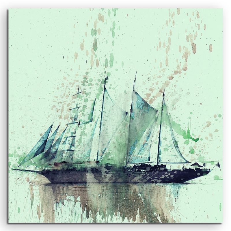 Segelschiff II 60x60cm  Aquarell Art Leinwandbild